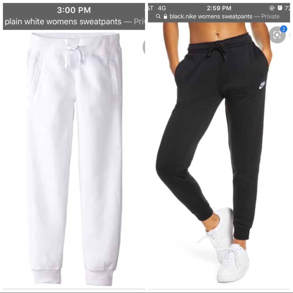 ISO:black fitted nike sweatpant & white joggers